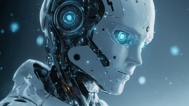 a surgical robot operated by AI assisting doctors in performing complex, minimally invasive procedures. 