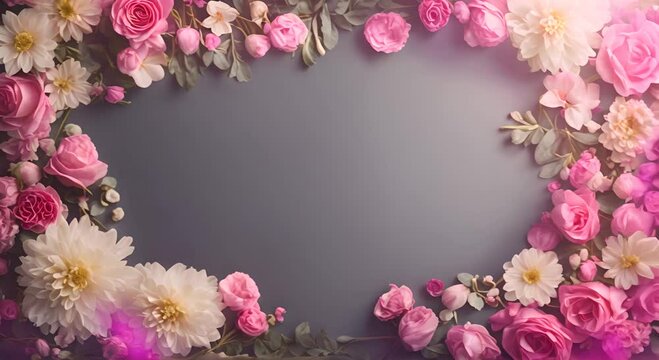 frame of pink flowers