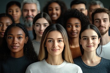 Diverse group of individuals expressing unity through shared smi