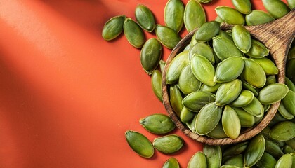 Fresh organic green pumpkin seeds 