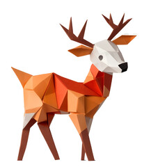 Obraz premium Elegant Origami Deer on Transparent Background Showcasing Minimalist Geometric Design