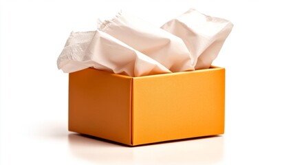 Orange Tissue Box with White Tissue Mockup. Generative AI