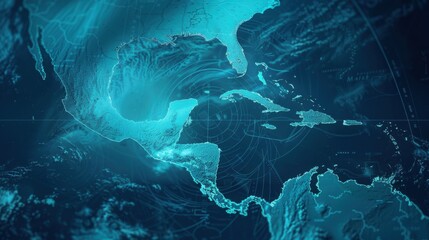 North America Weather Pattern Visualization Digital Globe Map  Meteorological Data Analysis