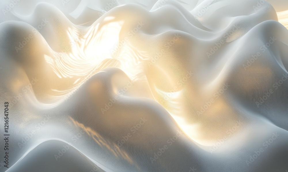 Poster flowing waves of light create a mesmerizing abstract design using soft colors and textures