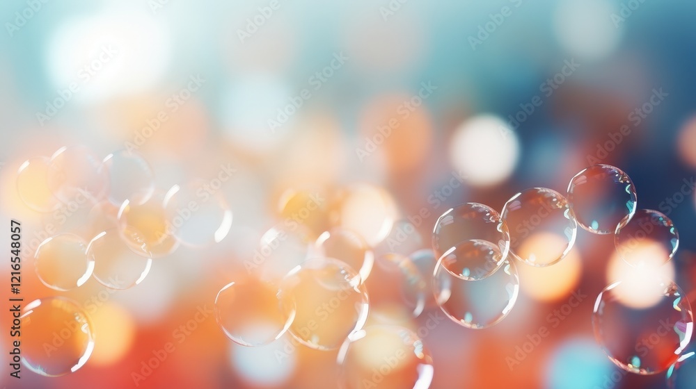 Poster vibrant abstract blurred background with soft bokeh effects featuring colorful spheres and gentle li