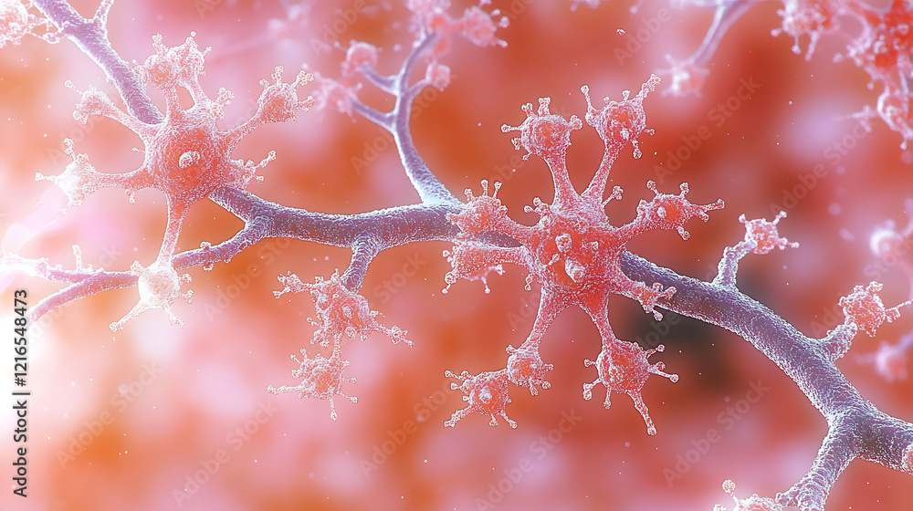 Poster stunning microscopic view of intricate neuron network. detailed 3d rendering showcases neural connec