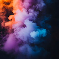 Abstract Smoke Dreams: Swirling clouds of vibrant pink, blue, and orange smoke dance against a dark background, creating an ethereal and dreamlike abstract image.