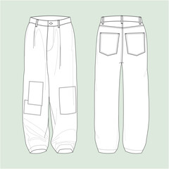 illustration of jeans, silhouette loose jeans 