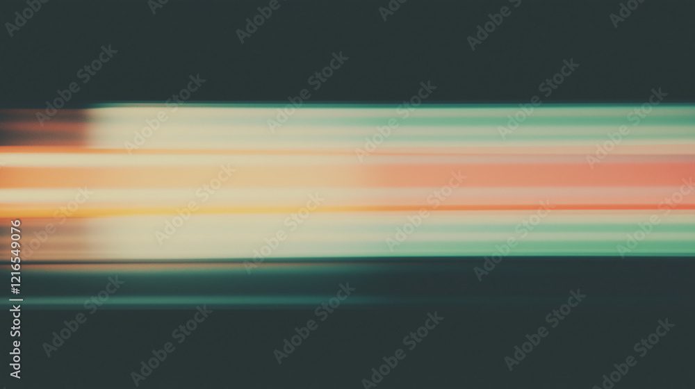Aufkleber abstract light trails: dynamic streaks of warm and cool colors blend in a horizontal motion blur, cr