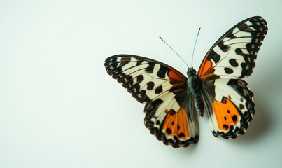 Fototapeta premium Forced perspective photo of butterfly on white background