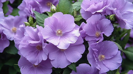 "explore stunning lavender hibiscus flowers with delicate petals and vibrant purple blooms - a close-up of hibiscus syriacus 'lavender chiffon' in full summer glory"