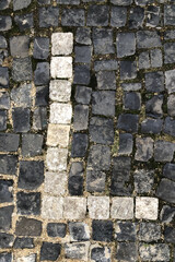 The letter L written in cobblestones