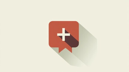 Fototapeta premium Add Button Icon: Flat Design with Long Shadow
