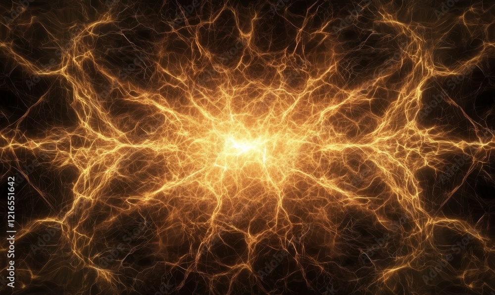 Poster fractured abstract background with symmetrical electrical energy patterns