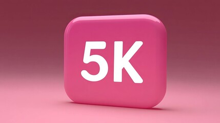 Social Media 5K Five Thousand Followers Notification Icon With Rounded Corners On A Pink Background