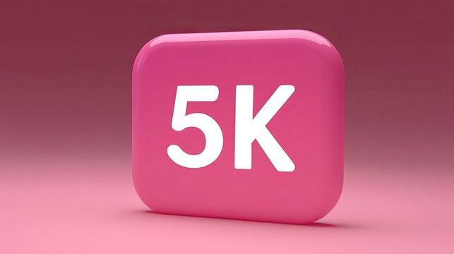 Social Media 5K Five Thousand Followers Notification Icon With Rounded Corners On A Pink Background