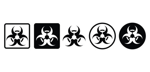 biohazard symbol sign icon vector design black white color flat illustration sets isolated