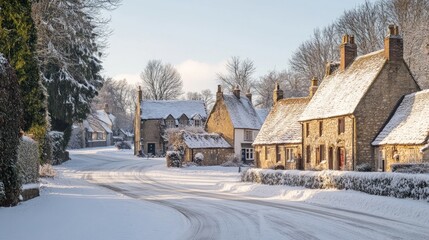 An English Rural Hamlet in Winter Sunshine