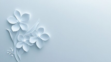 Elegant Paper Flowers On Light Blue Background