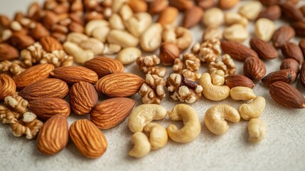 Obraz premium Diverse assortment of nuts arranged artistically, showcasing ric
