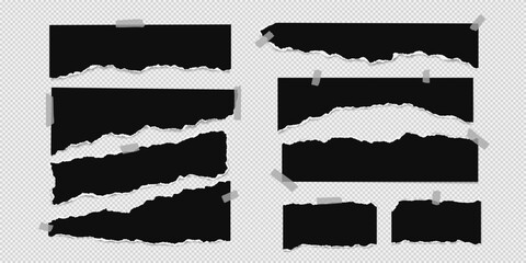 Set of torn pink pieces of paper are on white background for text, notes or ad.
