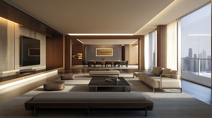 Minimalist luxury living room with modern furniture and refined decorative touches picture