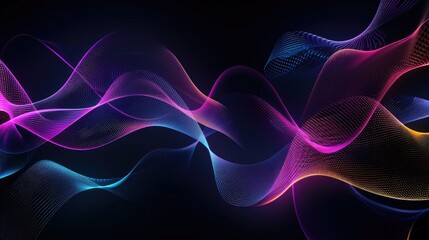Fototapeta premium Abstract waves of vibrant colors on a dark background, suggesting energy and movement.