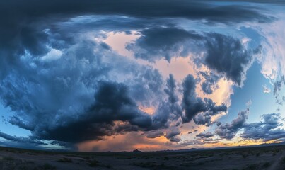 Fototapeta premium Forced perspective of a monsoon thunderstorm in the Arizona desert