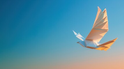 Fototapeta premium Origami Bird Soaring in the Sky