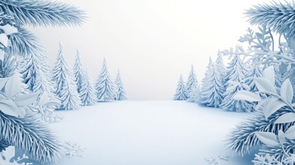 Fototapeta premium Winter Wonderland: A Serene Snowy Forest Scene