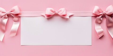 pink background  with ribbon,card