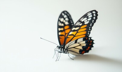 Obraz premium Forced perspective photo of butterfly on white background