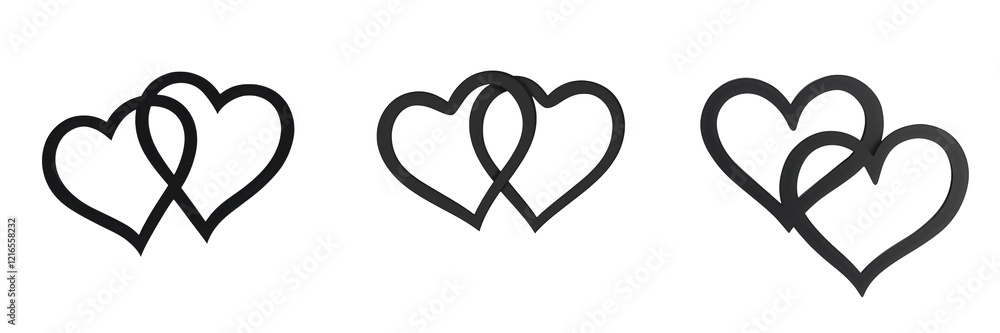 Poster three interconnected heart shapes create a symbol of love and unity.