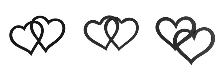 Three interconnected heart shapes create a symbol of love and unity.