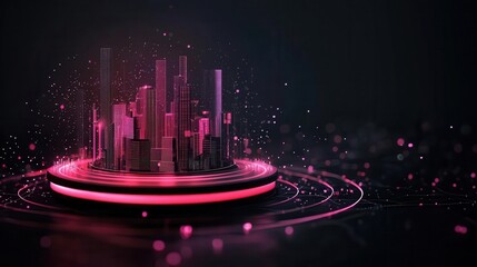 Tech hub glowing with collaborative holographic screens and tools, innovation center, 3D illustration