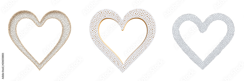Aufkleber three decorative heart shapes with intricate patterns, showcasing different designs and sizes.