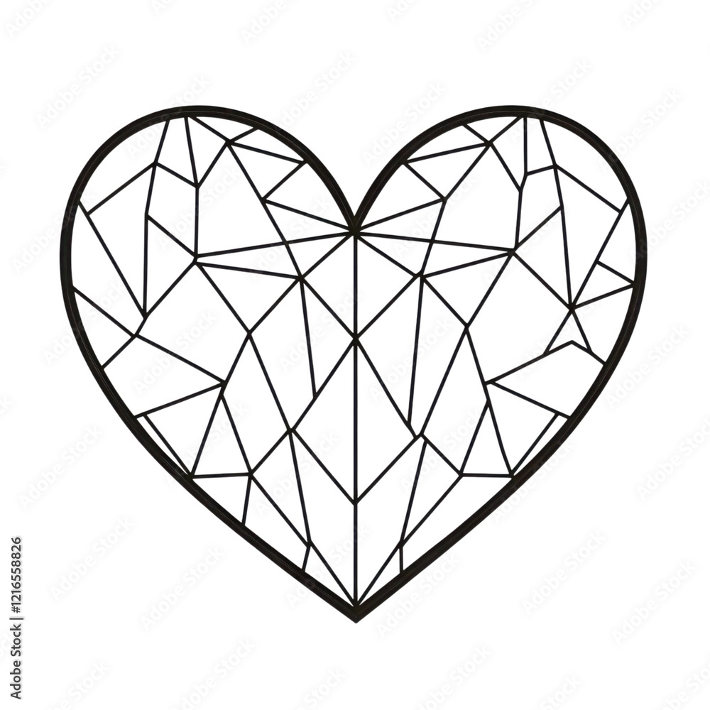 Aufkleber a geometric heart design featuring angular, interconnected shapes in a monochrome style.