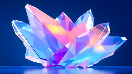 Crystals growing. Isolated on blue. Generative AI