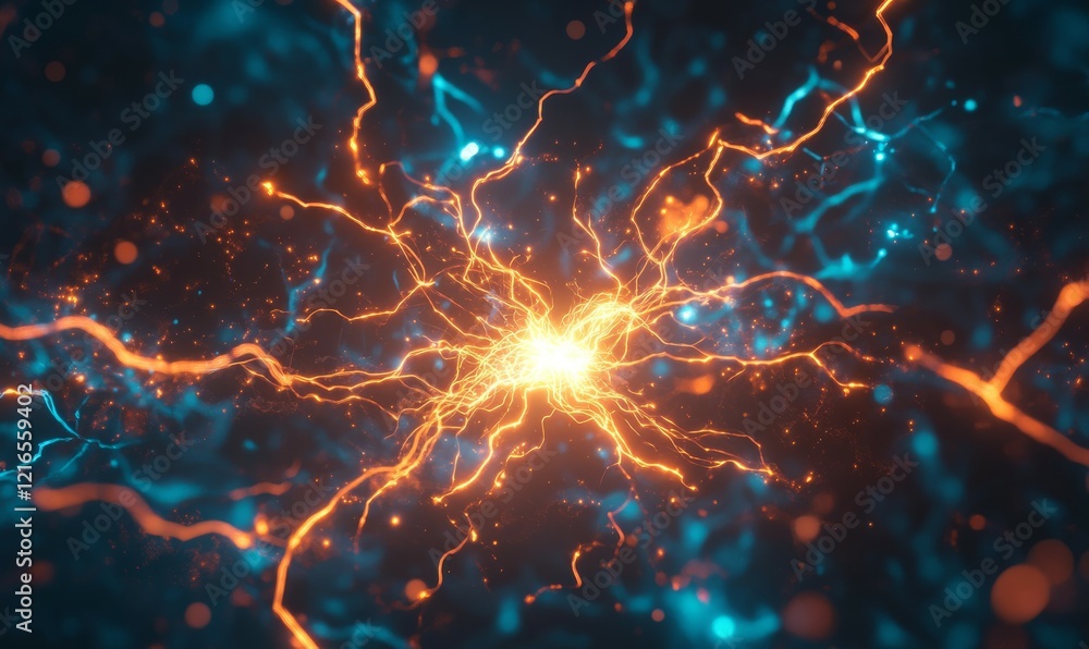 Poster fractured abstract background with symmetrical electrical energy patterns