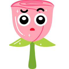 Pink Rose Confused Face Cartoon