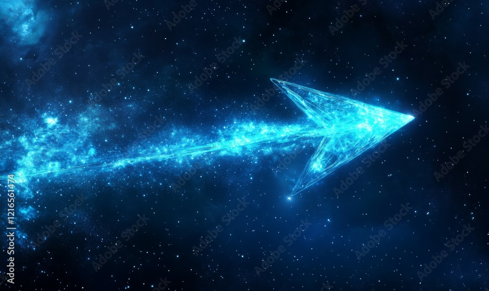 Poster futuristic arrow in digital space pointing forward
