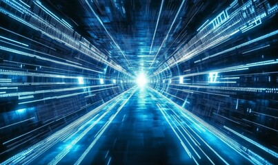 Futuristic concept of digital connectivity with glowing lights and network patterns, representing advanced technology and innovation in business outreach