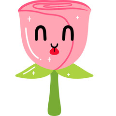 Pink Rose Playful Face Cartoon