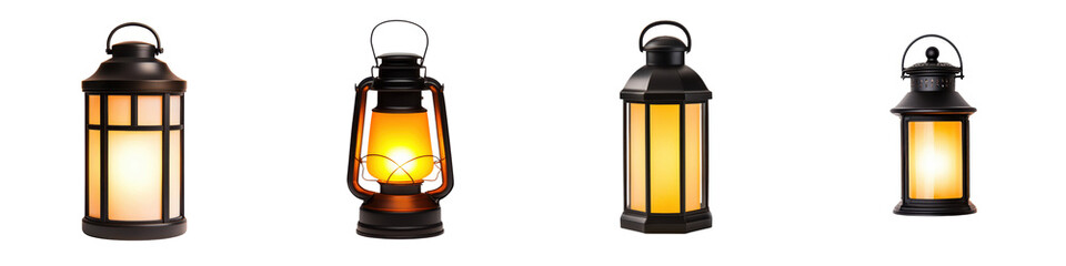 Vintage Lanterns Glowing in the Autumn Twilight Providing Cozy Illumination and Ambiance for Outdoor Adventure Camping and Relaxation in a Peaceful Tranquil Setting