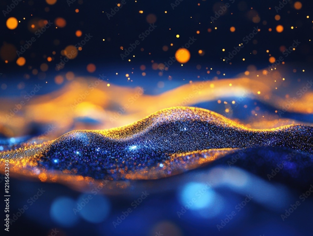 Poster abstract background of glowing particles and bokeh lights