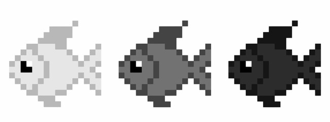 gray fish pixel art