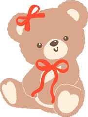 Cute Coquette Valentine Teddy Bear with red bow
