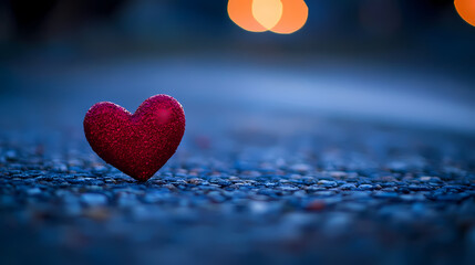 Obraz premium Romantic red heart under warm lights