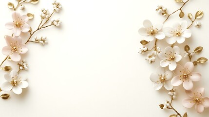 Elegant Gold and White Flowers Frame Design