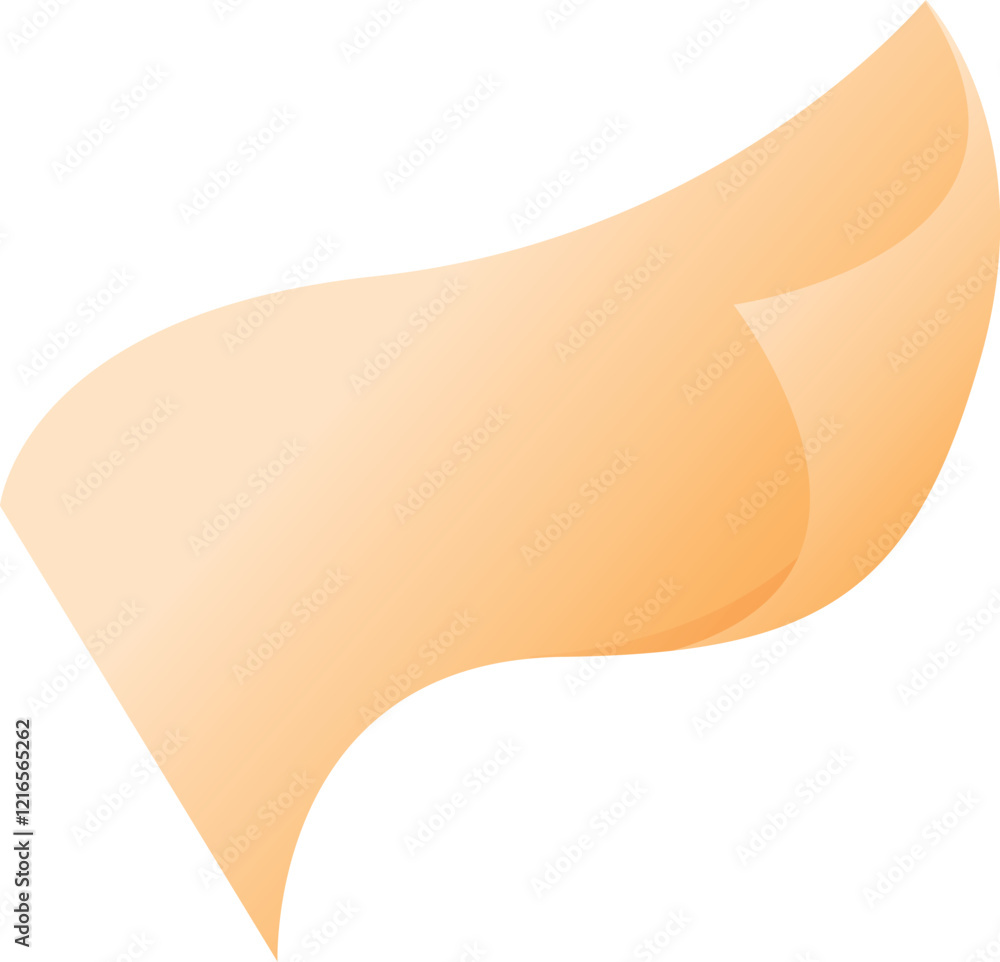Aufkleber peach colored silk fabric flowing on a white background, creating an elegant and dynamic visual